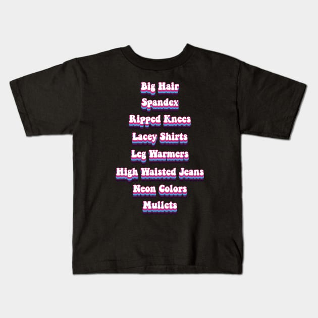 80s Fashion Kids T-Shirt by Whimsical Thinker